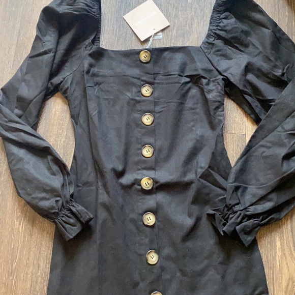 TALK FLIRTY BLACK BUTTON DRESS - Picture 3 of 6